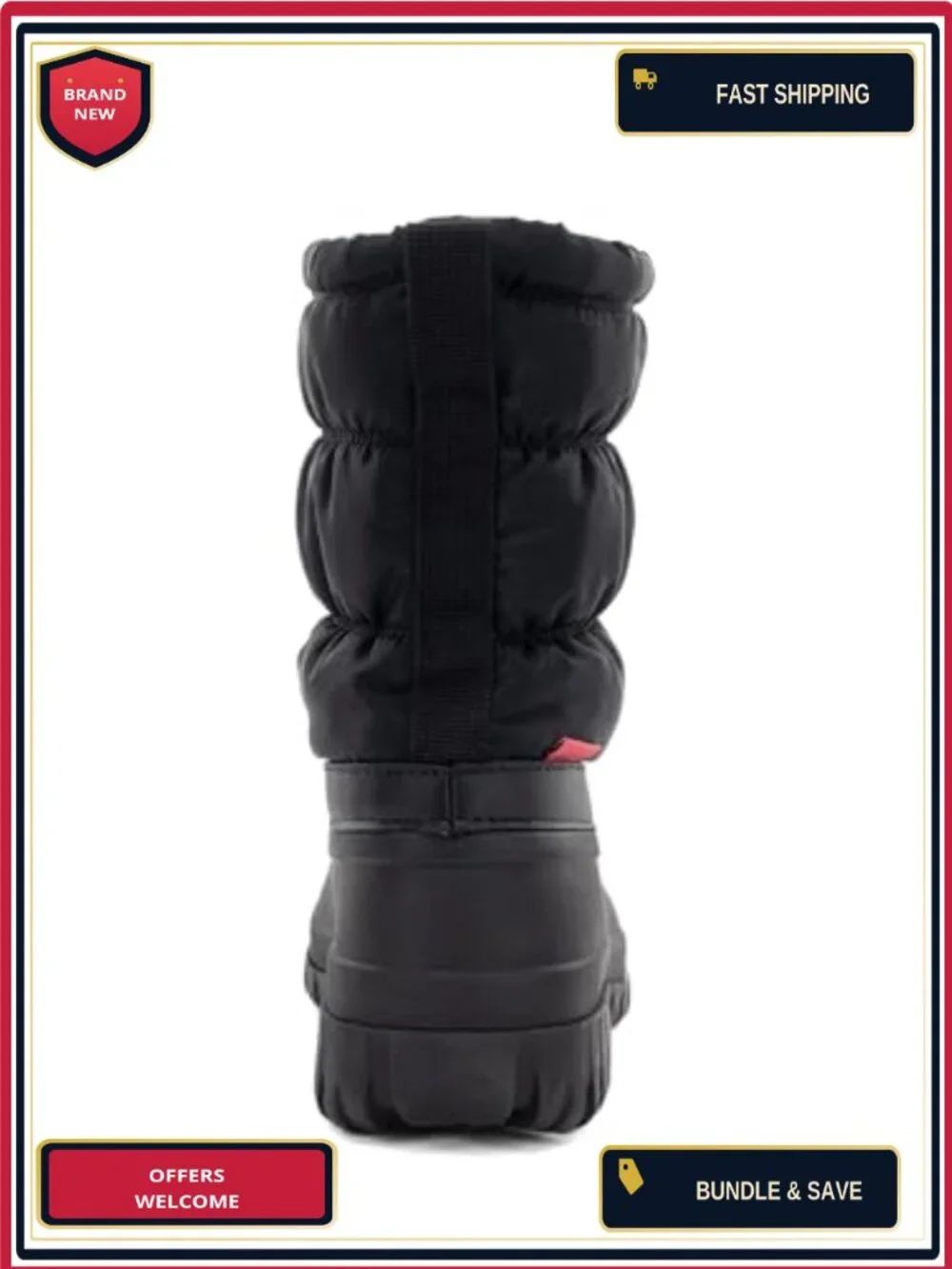 Waterproof Insulated Mid-Calf Winter Snow Boots with Faux Fur Trim Memory Foam
